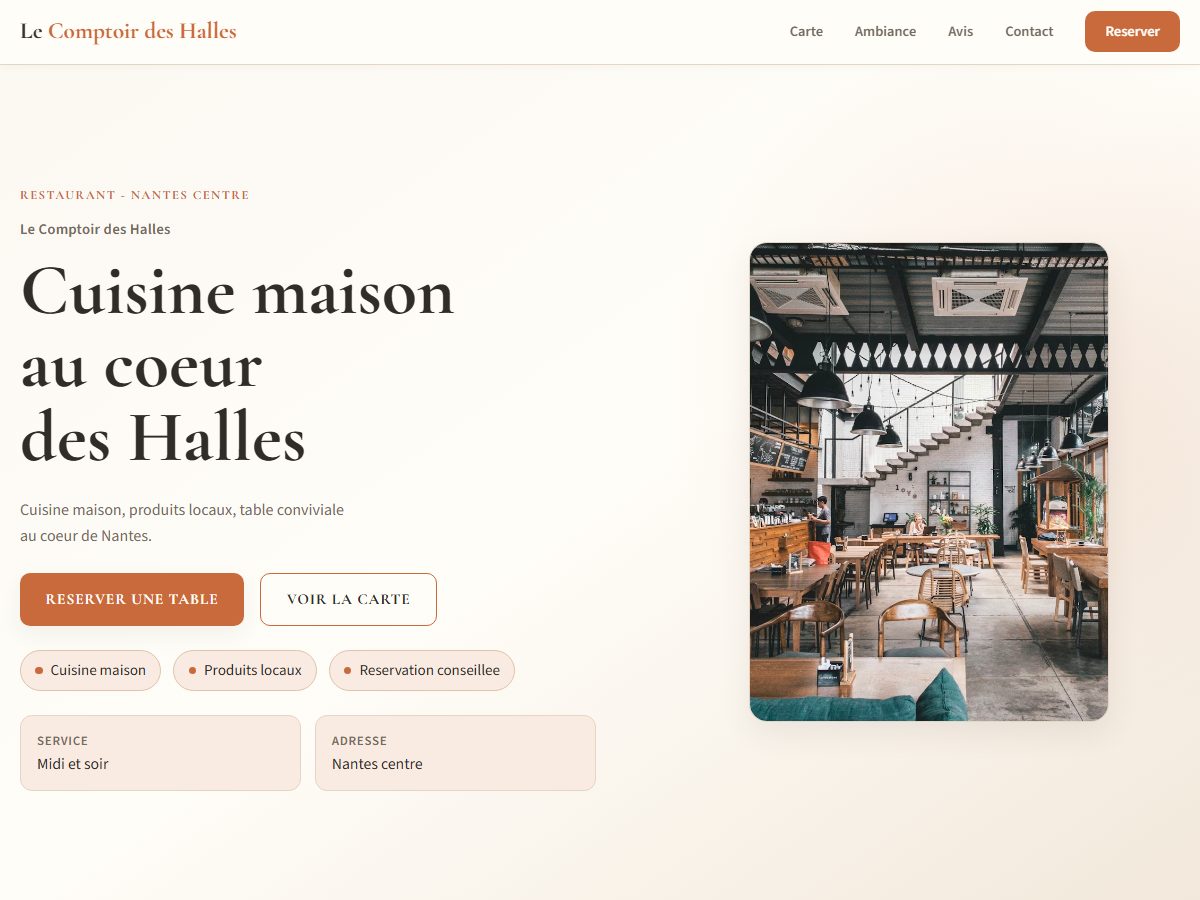 Apercu reel du template restaurant