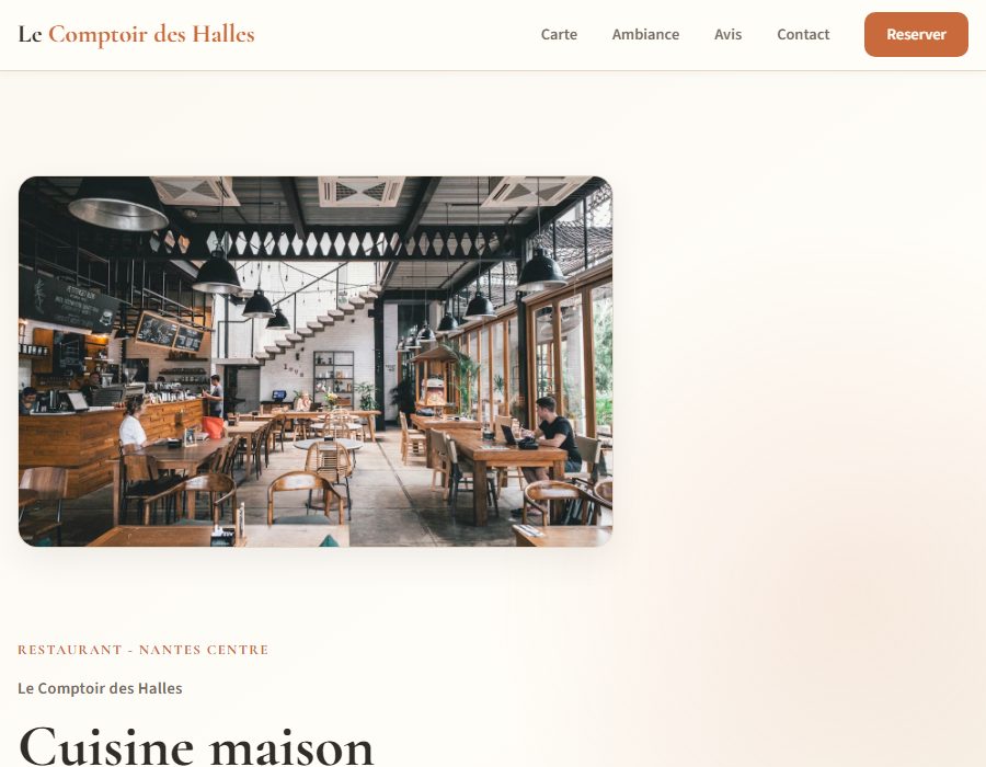 Apercu reel du template restaurant